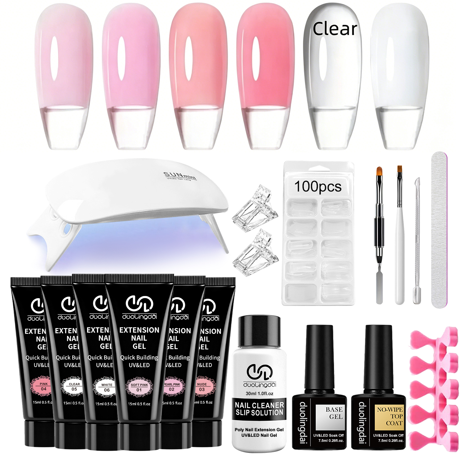 Polygel Nail Kit - DOULINGDAI Poly Nail Gel Kit: 6