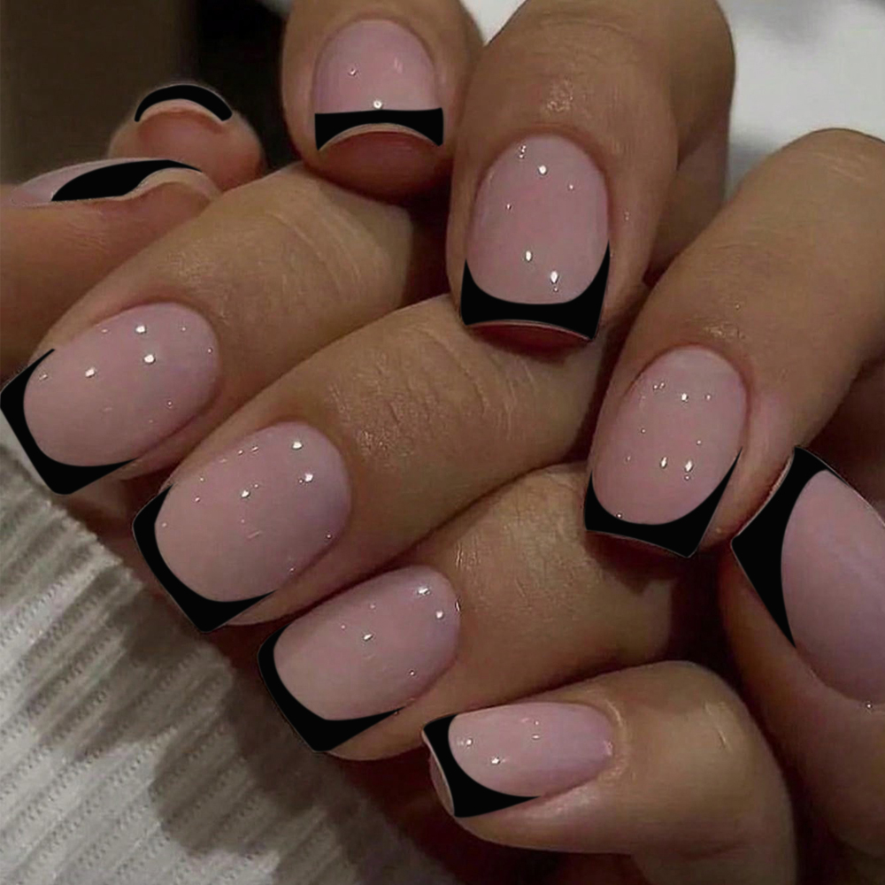 24pcs Short Square Black Franc - Nail Art France incelemesi ve fiyatı