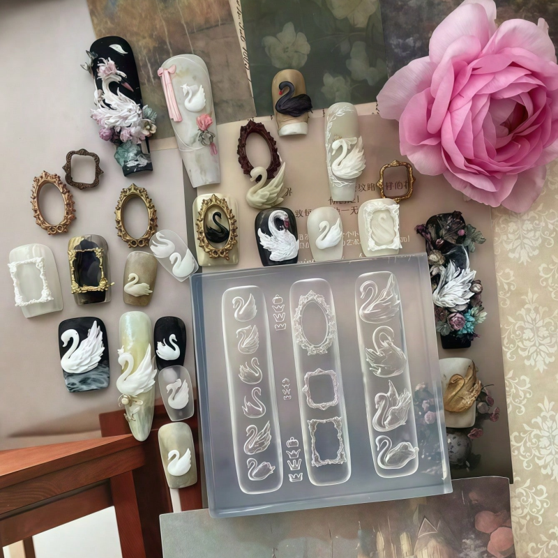 Elegant Swan Crown Nail Art Mo - Nail Art Vintage incelemesi ve fiyatı