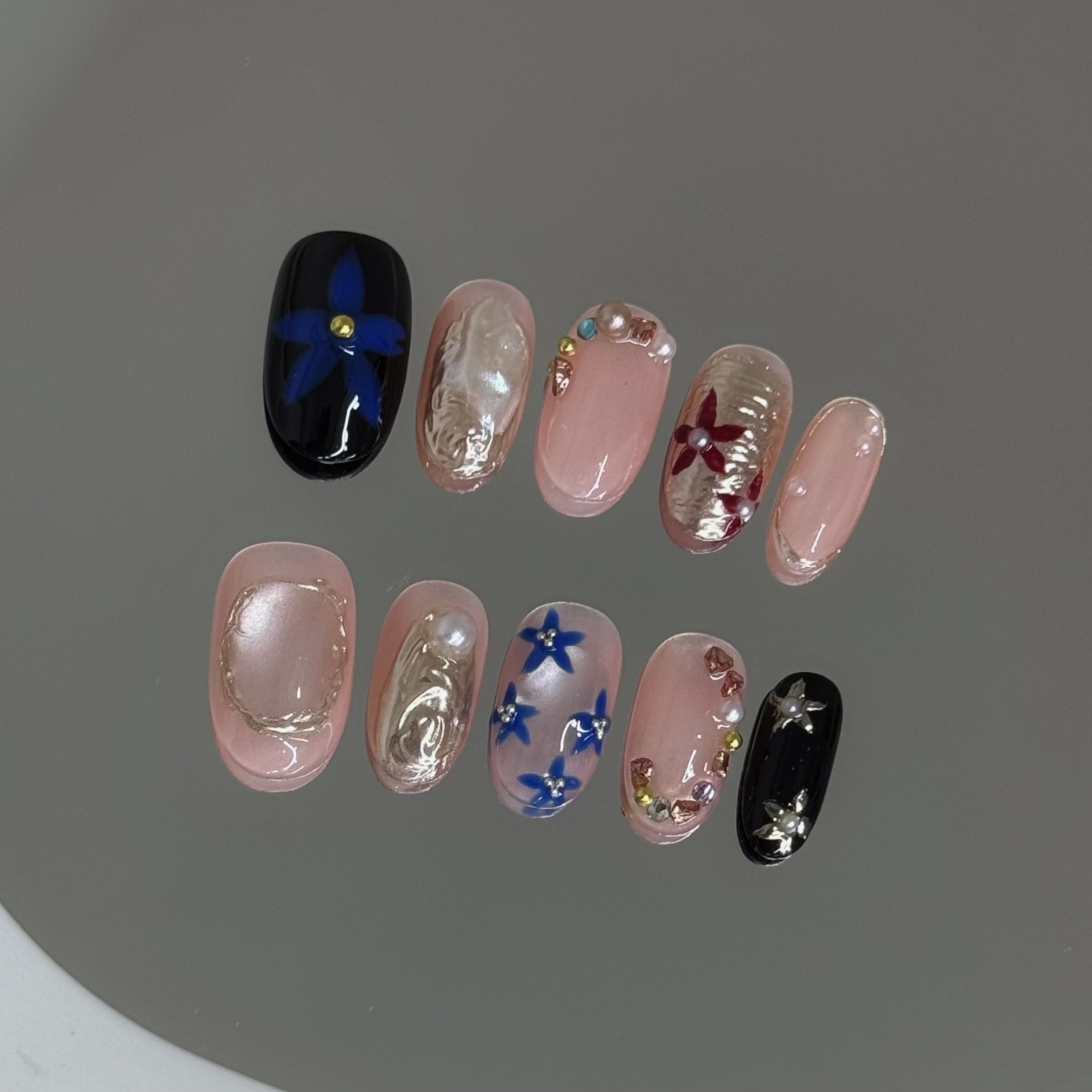 10Pcs Gradient Amber False Nai - Nail Art Vintage incelemesi ve fiyatı