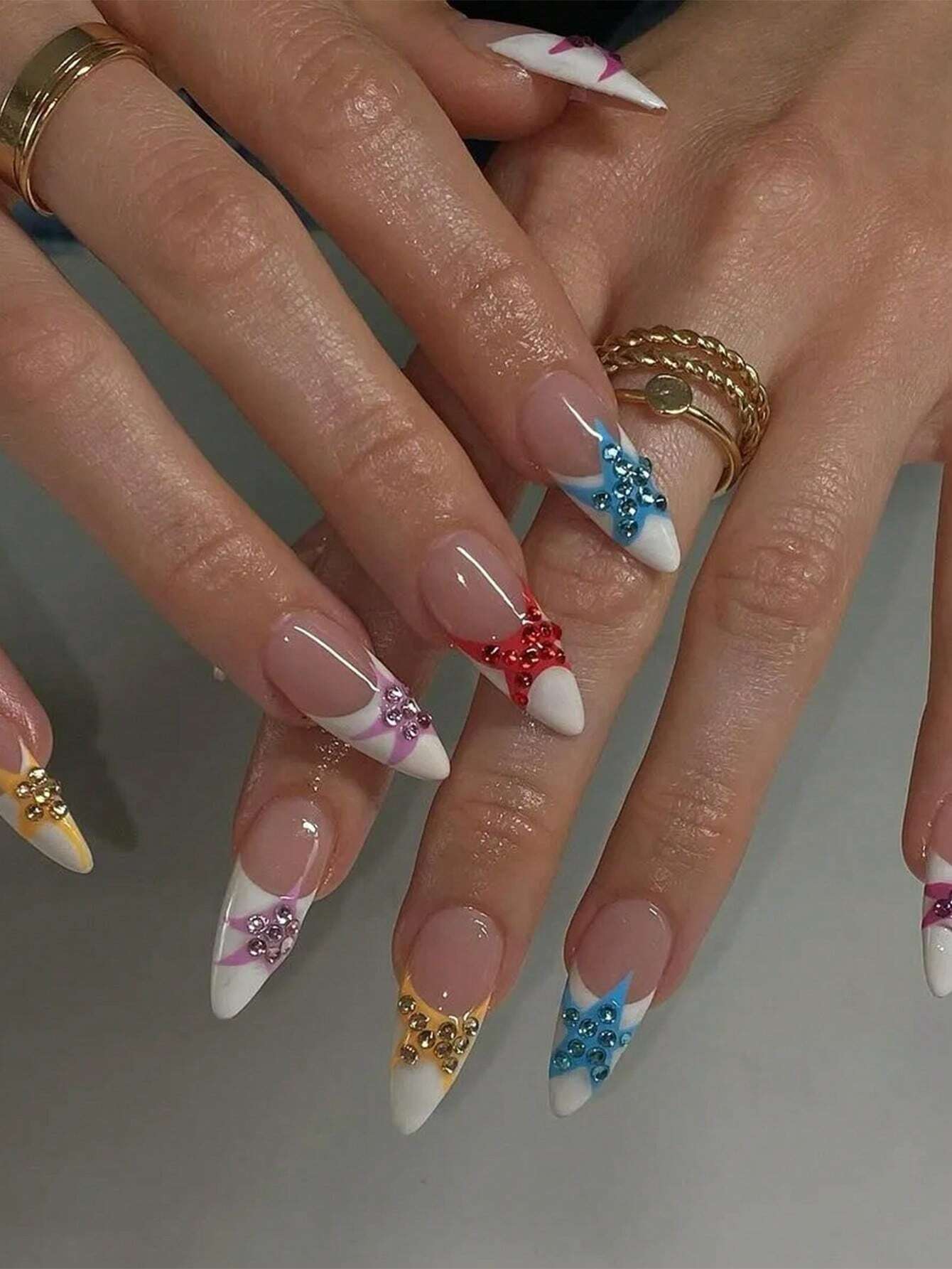 1 Set/10Pcs Colorful French St - Nail Art Vintage incelemesi ve fiyatı